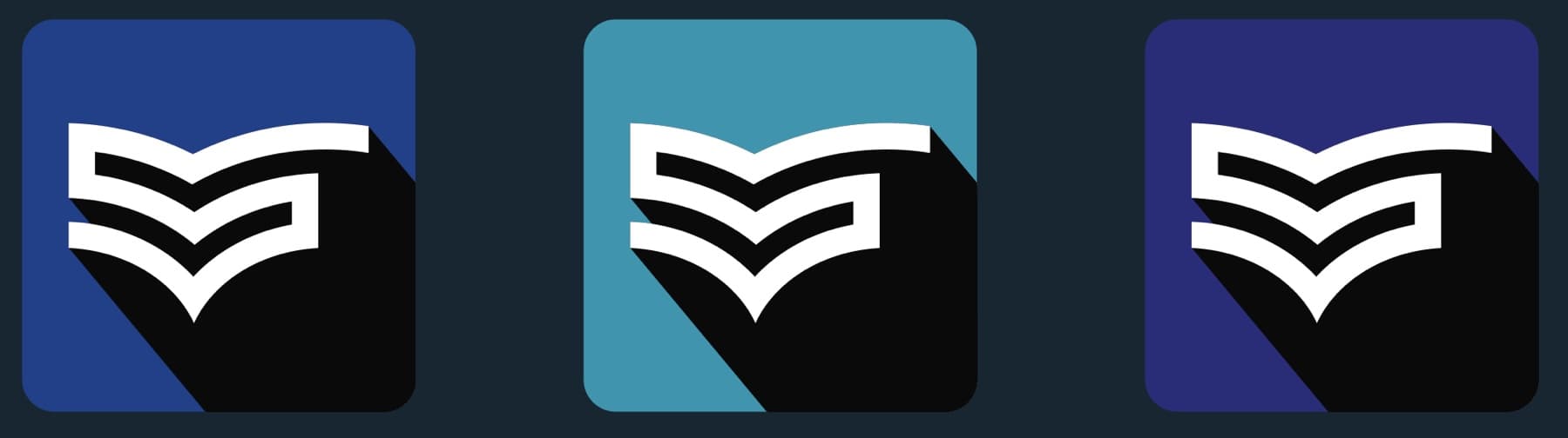 Iris app icons in blue, teal and indigo