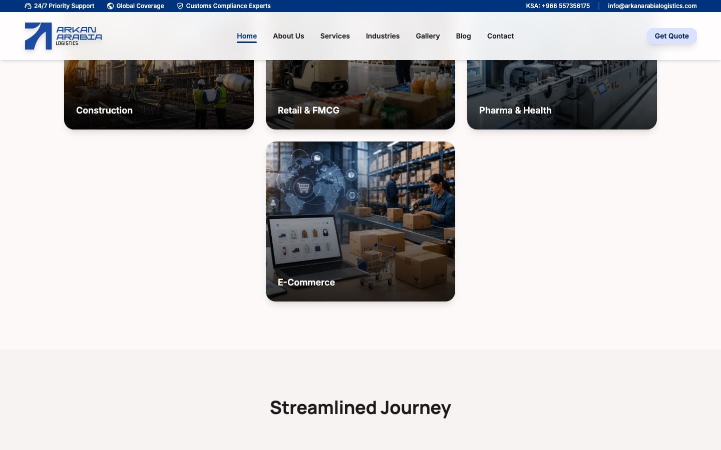 Arkan Arabia Logistics — Industries — construction, retail & FMCG, pharma and e-commerce