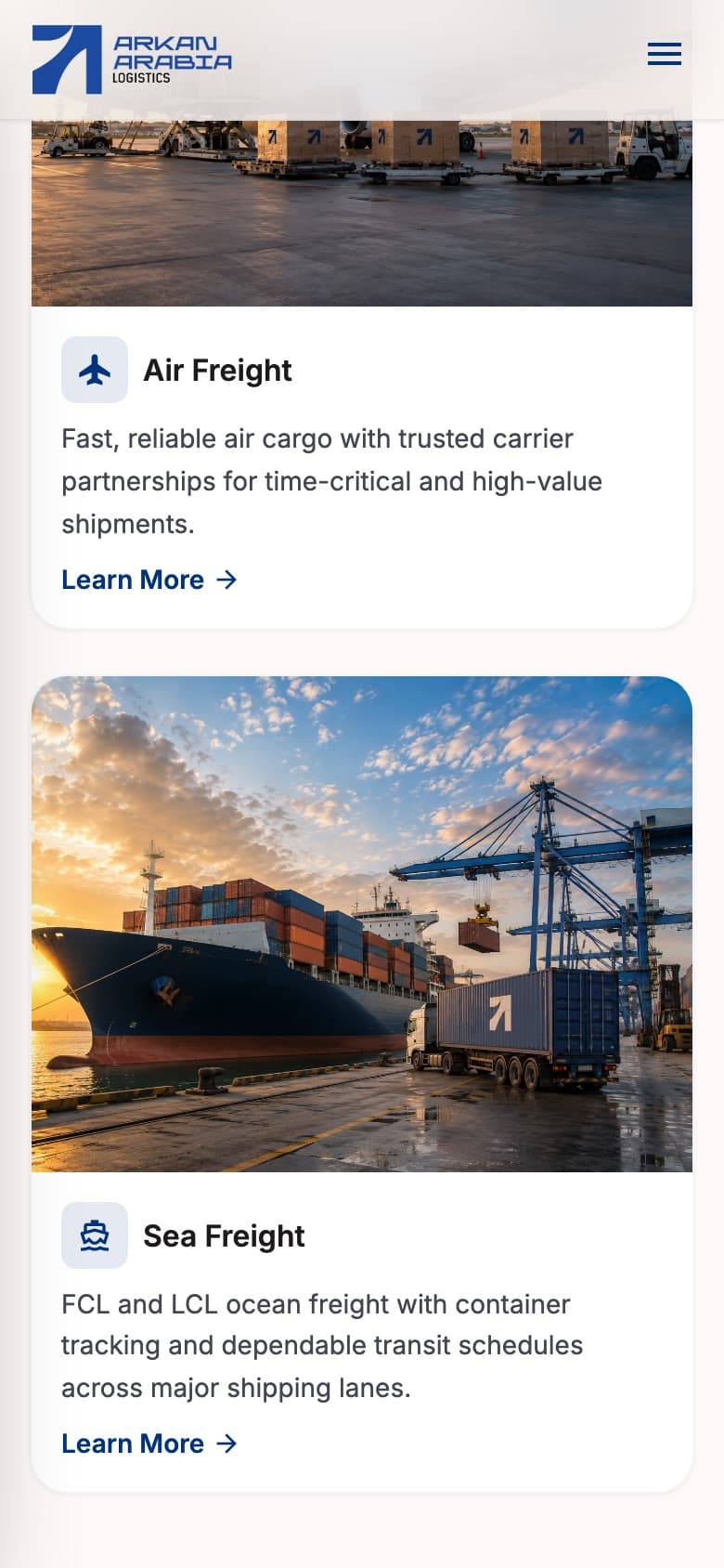 Arkan Arabia Logistics mobile screen 3