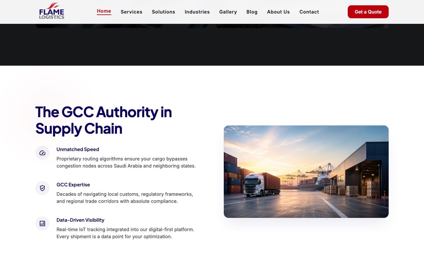 Flame Logistics — Why Flame — speed, GCC expertise and visibility