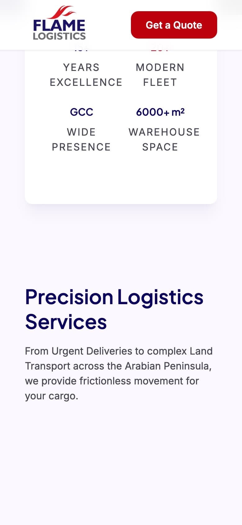 Flame Logistics mobile screen 2