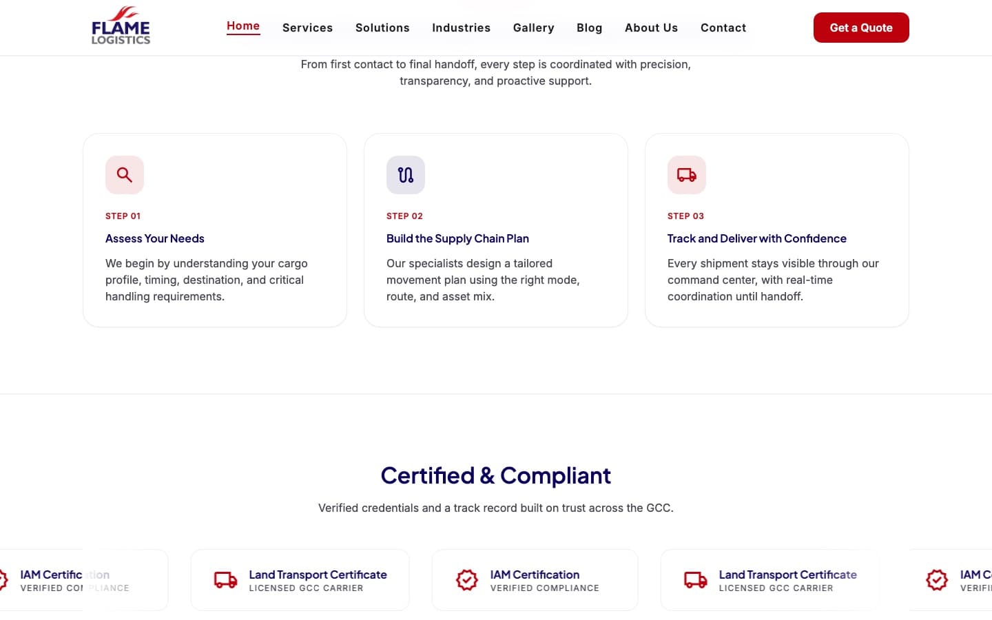 Flame Logistics — Request-to-delivery journey and certifications